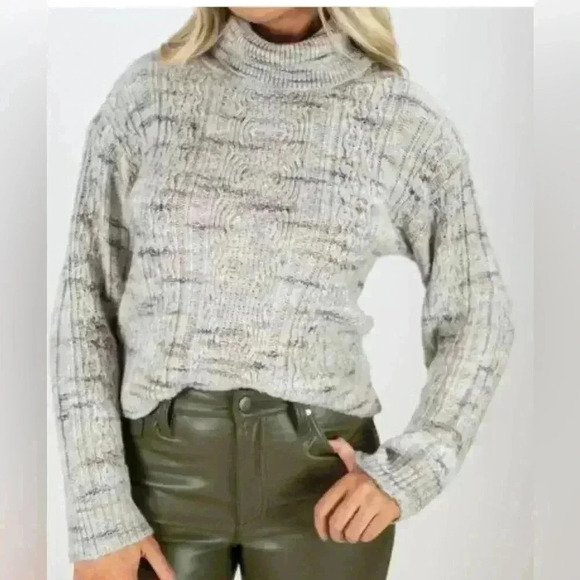 NWT Sanctuary Cozy Mornings Turtleneck Sweater,Neutrals,Gray,Textured,Relaxed XL - Picture 3 of 16